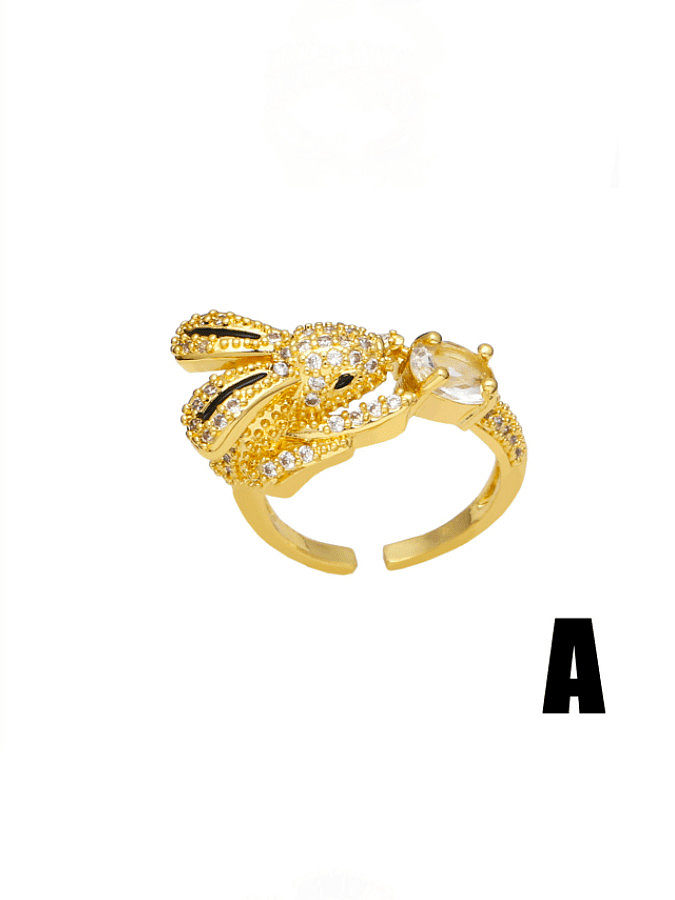 Brass Cubic Zirconia Leopard Vintage Band Ring