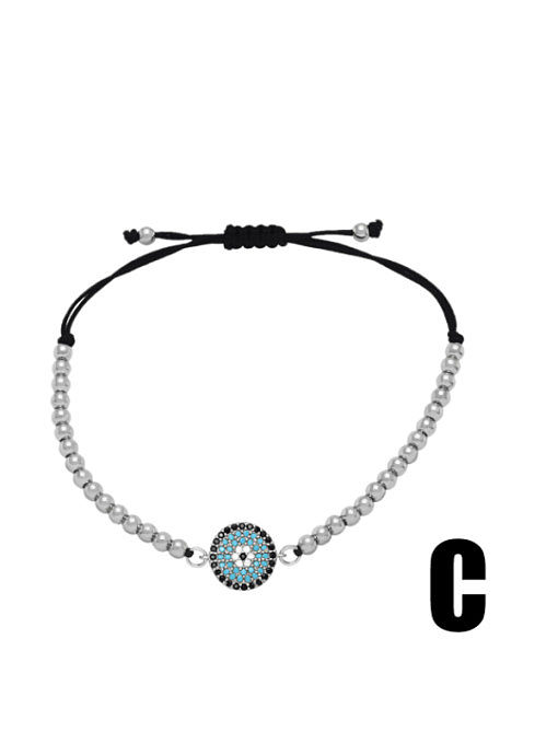 Brass Cubic Zirconia Evil Eye Vintage Adjustable Bracelet