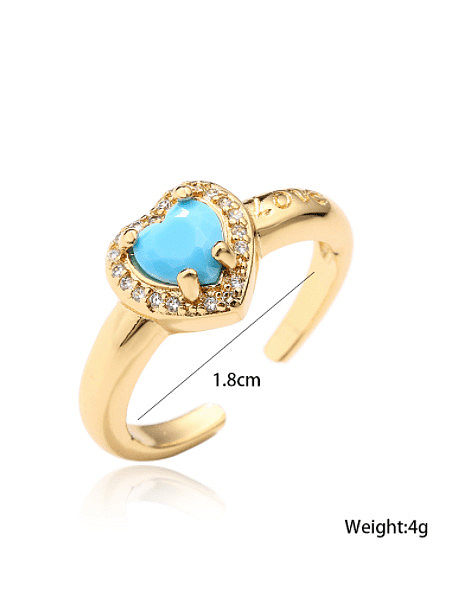 Brass Cubic Zirconia Heart Trend Band Ring