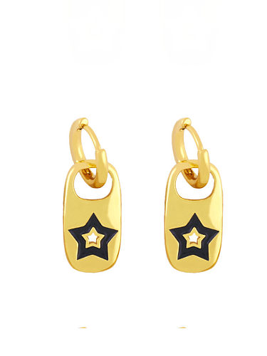 Brass Enamel Star Minimalist Huggie Earring