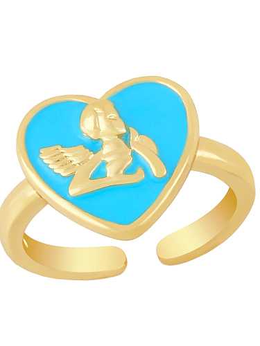 Brass Enamel Heart Minimalist Band Ring