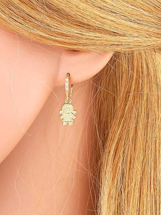 Messing Zirkonia Symbol Junge Mädchen Vintage Huggie Ohrring