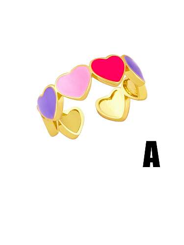 Brass Enamel Heart Minimalist Band Ring