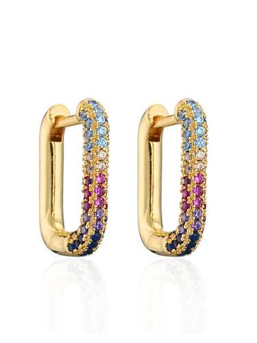 Brass Cubic Zirconia Geometric Vintage Huggie Earring