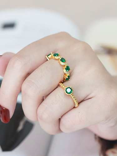 Brass Cubic Zirconia Geometric Vintage Band Ring