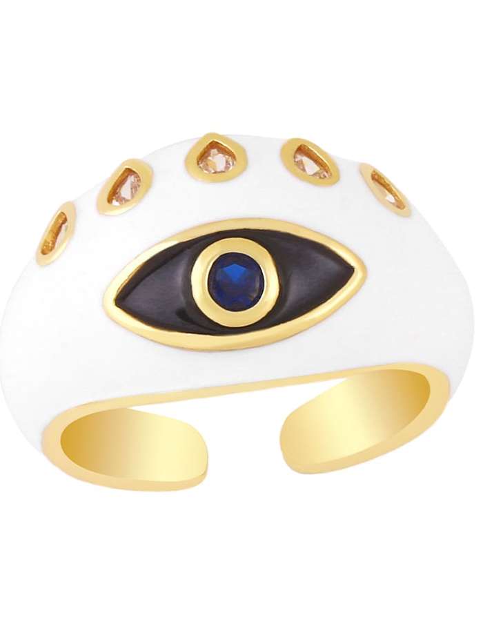 Brass Enamel Evil Eye Vintage Band Ring