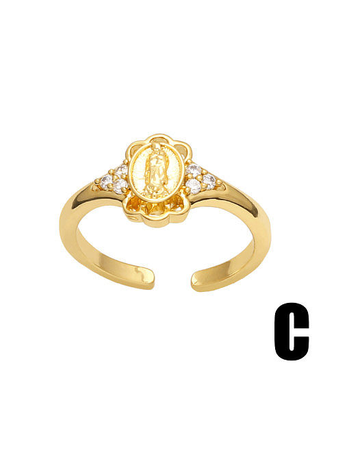 Brass Cubic Zirconia Geometric Vintage Band Ring