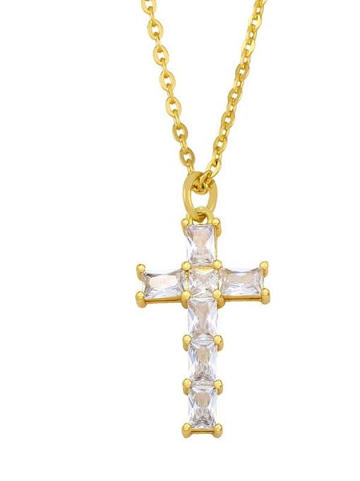 Messing Cubic Zirkonia Cross Ethnic Religious Halskette