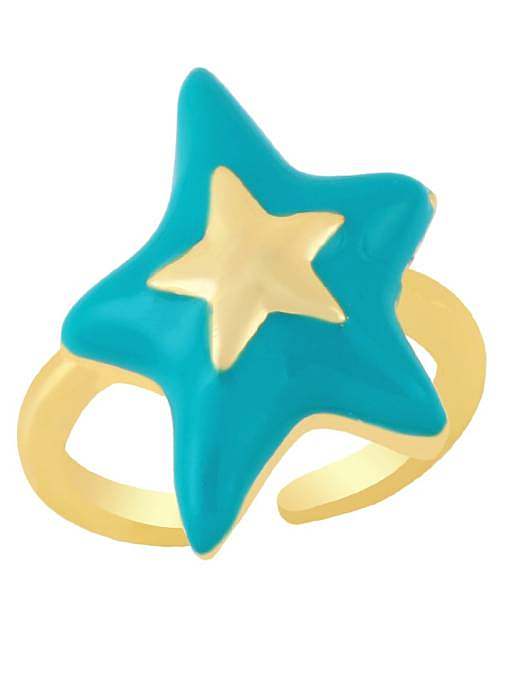 Brass Enamel Star de cinco pontasTrend Band Ring