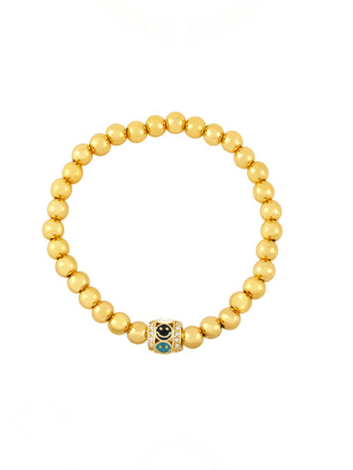 Bracelet de perles Vintage Smiley en émail de laiton
