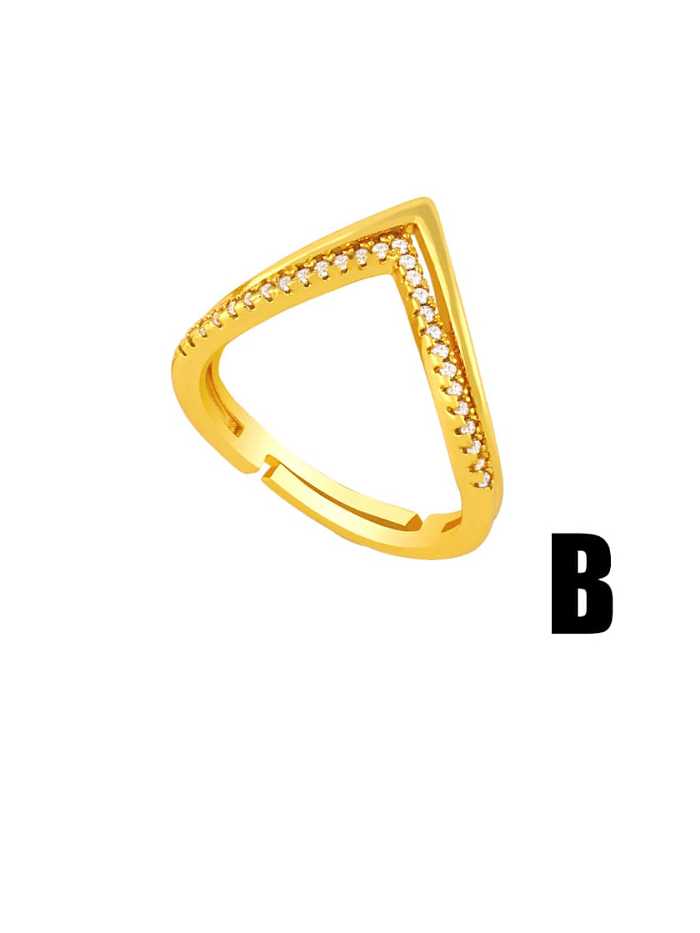 Brass Cubic Zirconia Geometric Vintage Band Ring