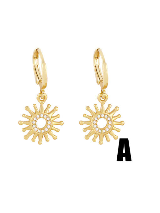 Brass Cubic Zirconia Angel Vintage Huggie Earring