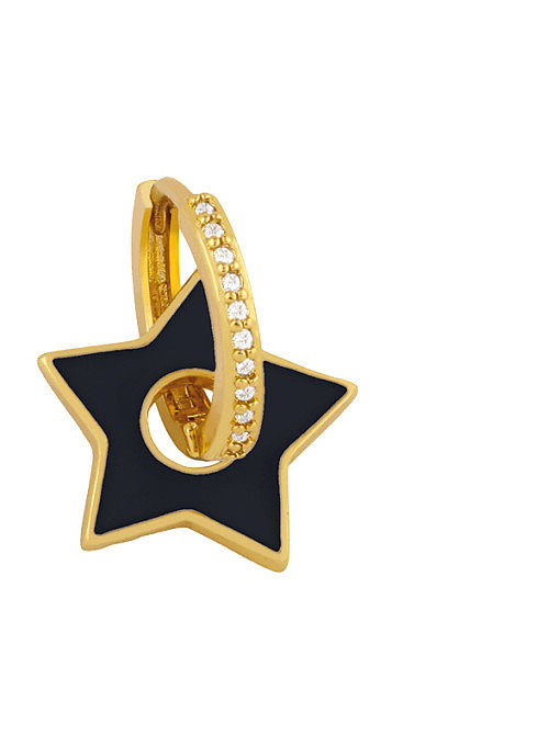 Messing Zirkonia Emaille Star Ethnic Huggie Ohrring