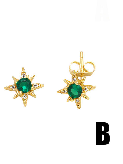 Brass Cubic Zirconia Butterfly Vintage Stud Earring