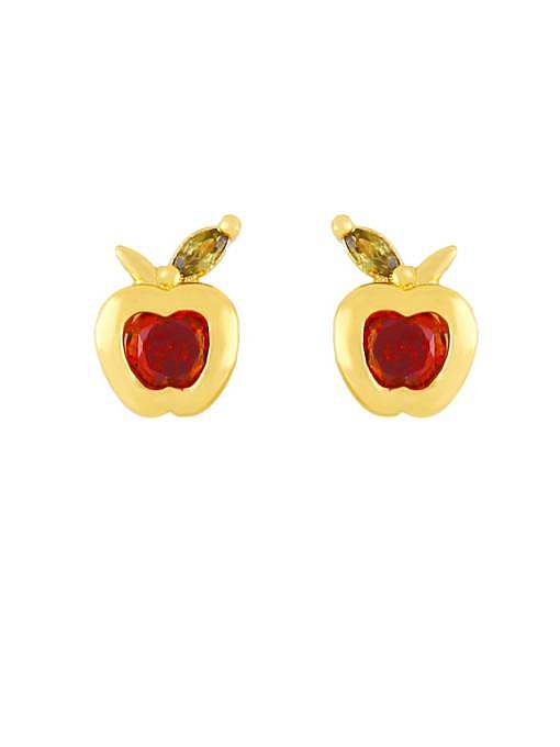 Brass Rhinestone Friut Cute Stud Earring