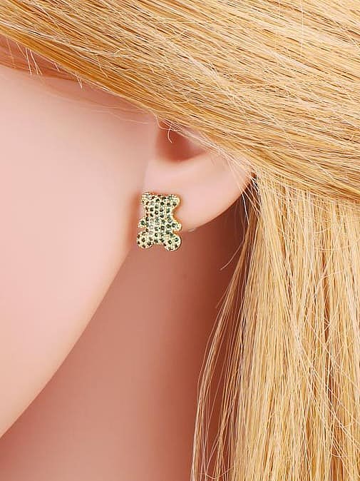Brass Cubic Zirconia Rabbit Cute Stud Earring