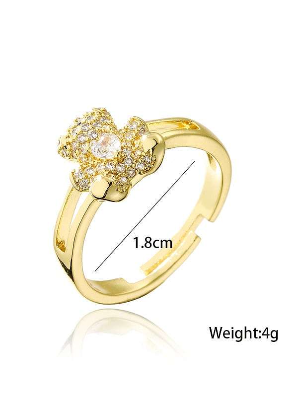 Brass Cubic Zirconia Bear Cute Stackable Ring