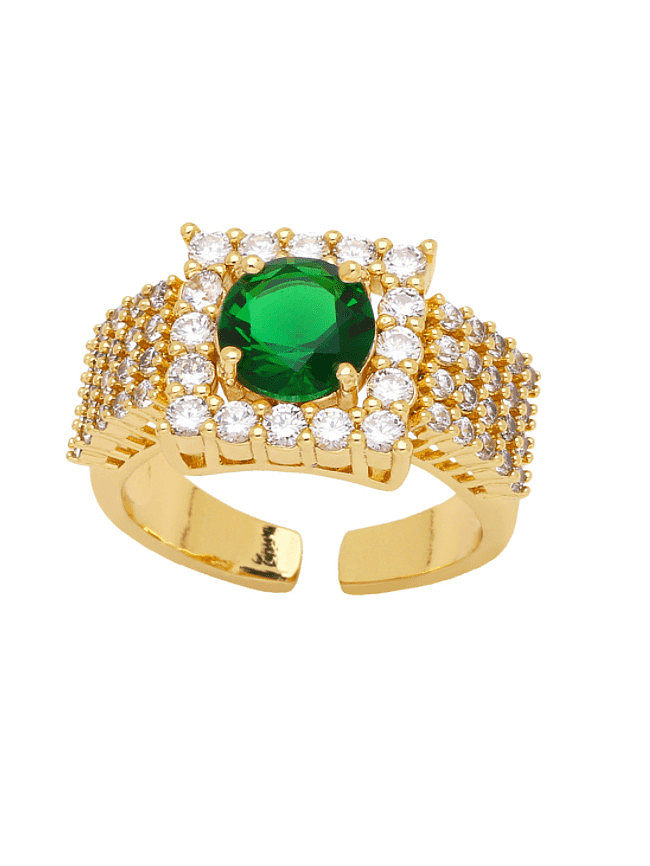 Brass Cubic Zirconia Geometric Luxury Band Ring