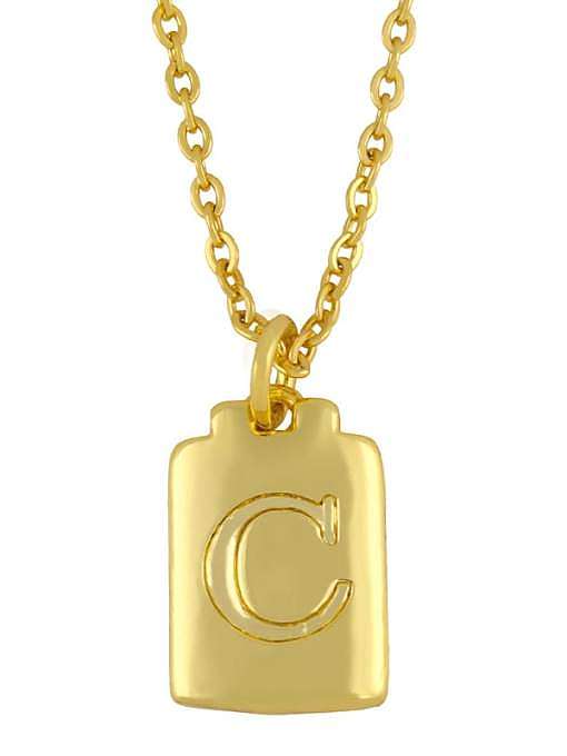 Brass Geometric Letter Minimalist Necklace