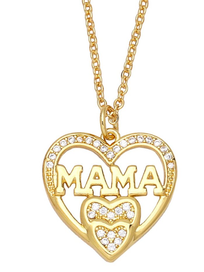 Brass Cubic Zirconia Heart Vintage Necklace