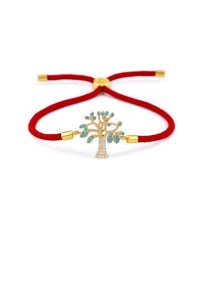 Brass Cubic Zirconia Tree Minimalist Adjustable Bracelet
