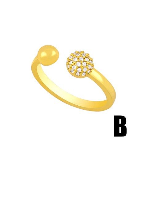 Brass Cubic Zirconia Ball Minimalist Band Ring