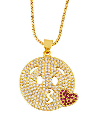 Brass Cubic Zirconia Smiley Vintage Necklace