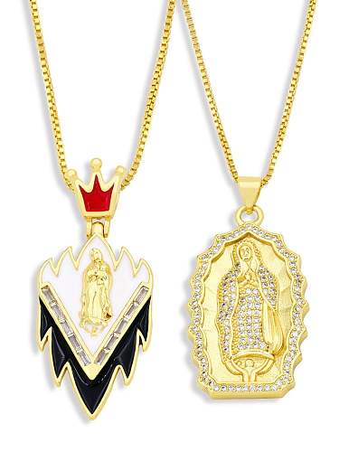 Messing Zirkonia Emaille unregelmäßige Hip Hop religiös Halskette