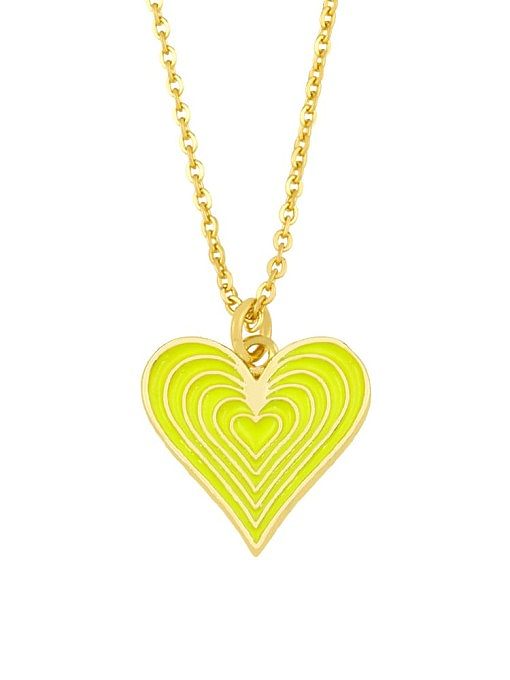 Brass Enamel Minimalist Heart Pendnat Necklace