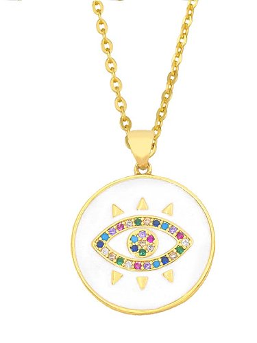 Brass Rhinestone Enamel Evil Eye Hip Hop Necklace