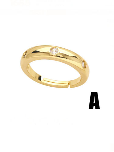 Brass Cubic Zirconia Geometric Minimalist Band Ring