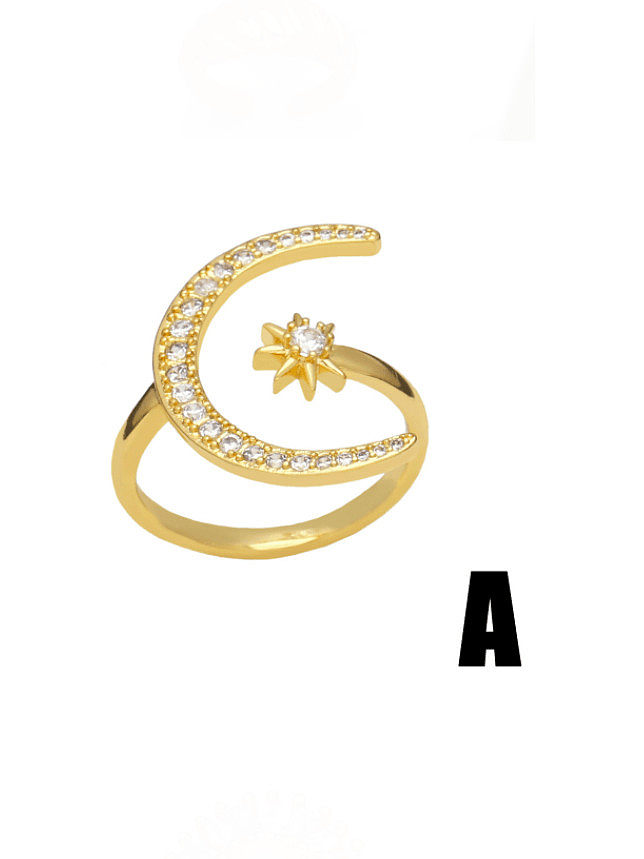 Brass Cubic Zirconia Star Vintage Band Ring