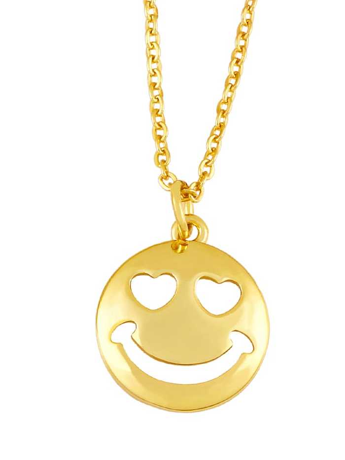 Minimalistische hohle Smiley-Anhänger-Halskette aus Messing