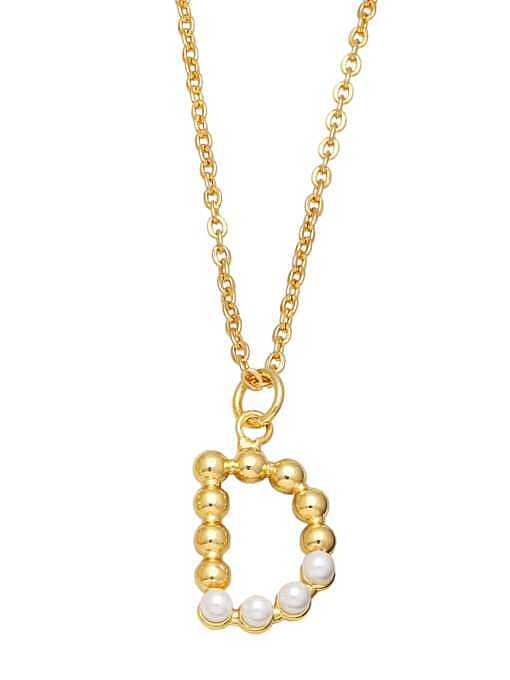 Messing Nachahmung Perle Buchstaben minimalistische Halskette