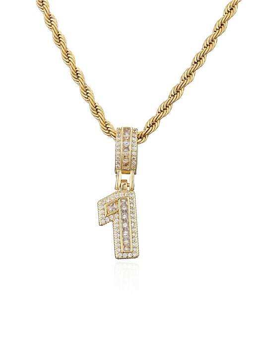 Brass Cubic Zirconia Trend Number Pendant