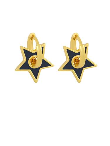 Brass Enamel Star Hip Hop Huggie Earring