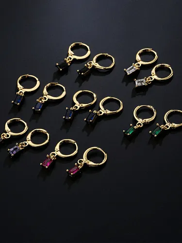 Brass Cubic Zirconia Geometric Trend Huggie Earring