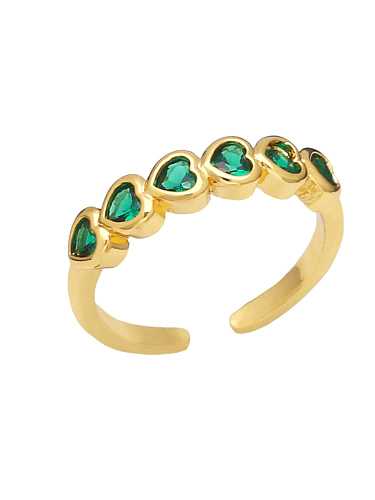 Brass Cubic Zirconia Heart Vintage Band Ring