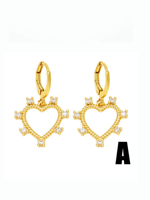 Brass Cubic Zirconia Heart Minimalist Huggie Earring