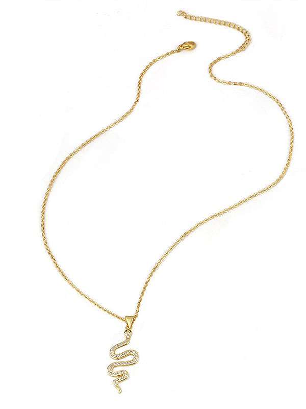 Brass Cubic Zirconia Snake Vintage Necklace