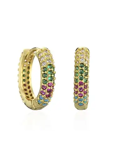 Brass Cubic Zirconia Geometric Vintage Clip Earring
