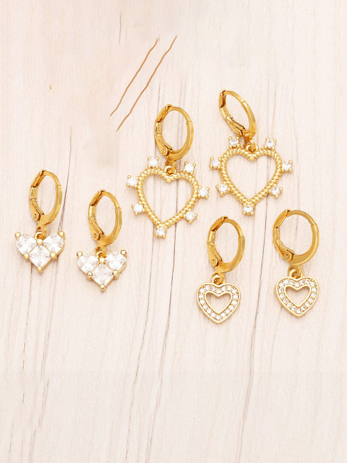 Brass Cubic Zirconia Heart Minimalist Huggie Earring
