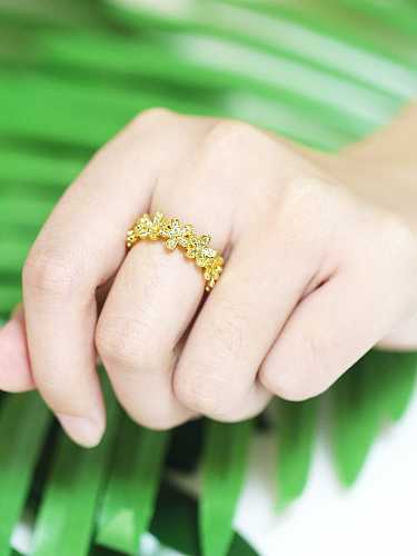 Brass Cubic Zirconia Hollow Heart Vintage Band Ring