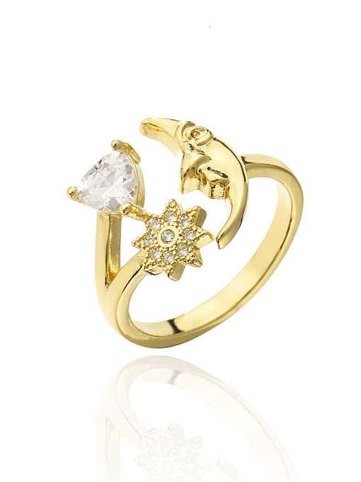 Brass Cubic Zirconia Star Dainty Band Ring