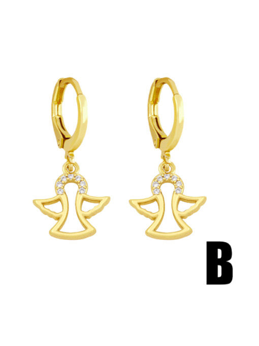Brass Rhinestone Wing Cute Angel Huggie Earring