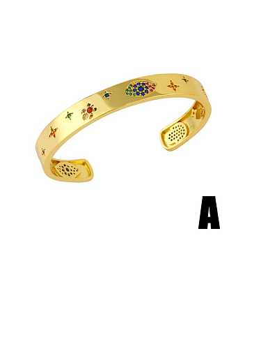 Brass Cubic Zirconia Geometric Vintage Bracelet