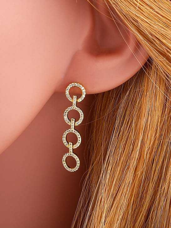 Boucles d'oreilles pendantes minimalistes géométriques en laiton et zircon cubique