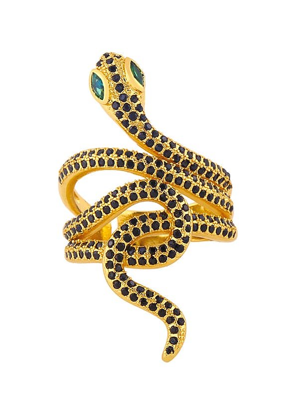 Anillo de banda vintage de serpiente con circonita cúbica de latón