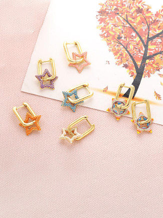 Brass Enamel Star Cute Huggie Earring
