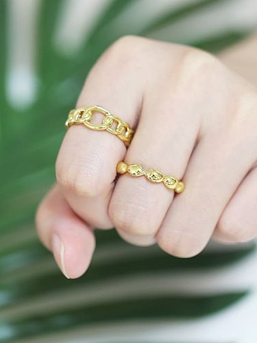 Brass Bead Geometric Minimalist Band Ring
